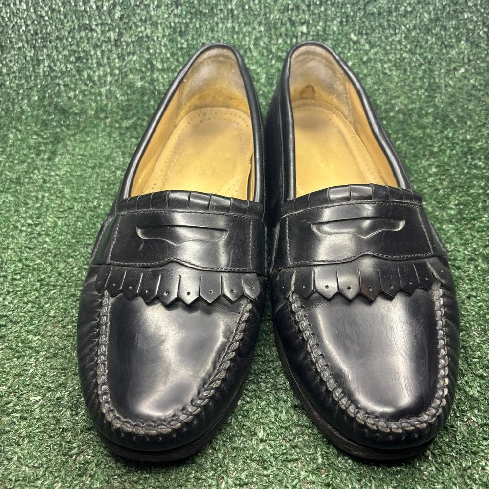 G.H. Bass Weejuns Kiltie Leather Classic Loafers Black Mens Shoes‎ Size 10.5 D